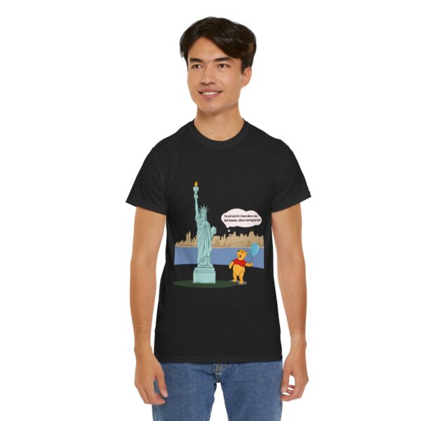 Winnie & Statue of Liberty Unisex Cotton T-Shirt - Image 3