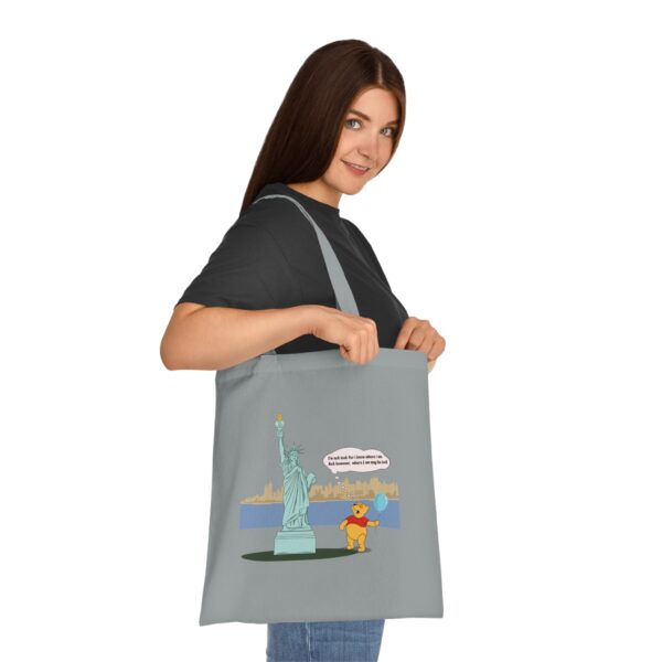 Winnie & Statue of Liberty Cotton Tote Bag - Image 3