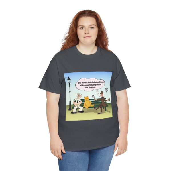 Sherlock, Winnie and Popeye sitting on a Bench T-Shirt - Image 15