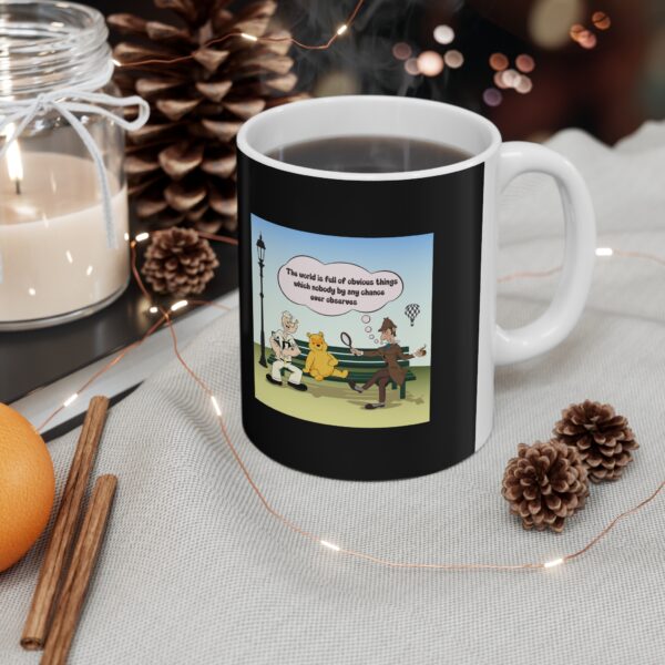 Sherlock, Winnie and Popeye sitting on a Bench Mug - Image 3