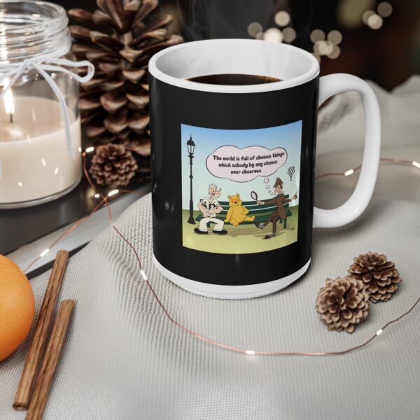 Sherlock, Winnie and Popeye sitting on a Bench Mug - Image 7
