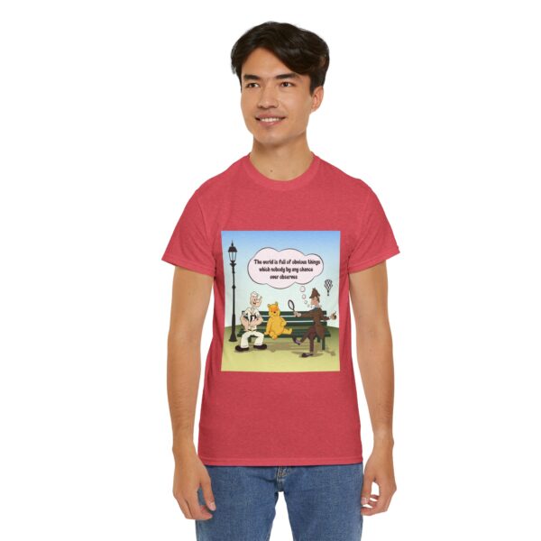 Sherlock, Winnie and Popeye sitting on a Bench T-Shirt - Image 24