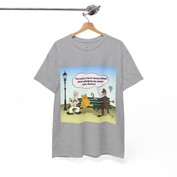 Sherlock, Winnie and Popeye sitting on a Bench T-Shirt - Image 5