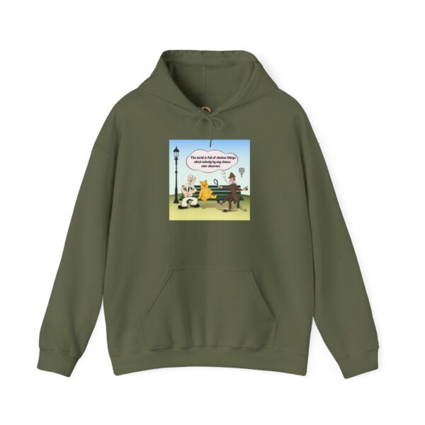 Sherlock, Winnie and Popeye sitting on a Bench Hoodie - Image 7