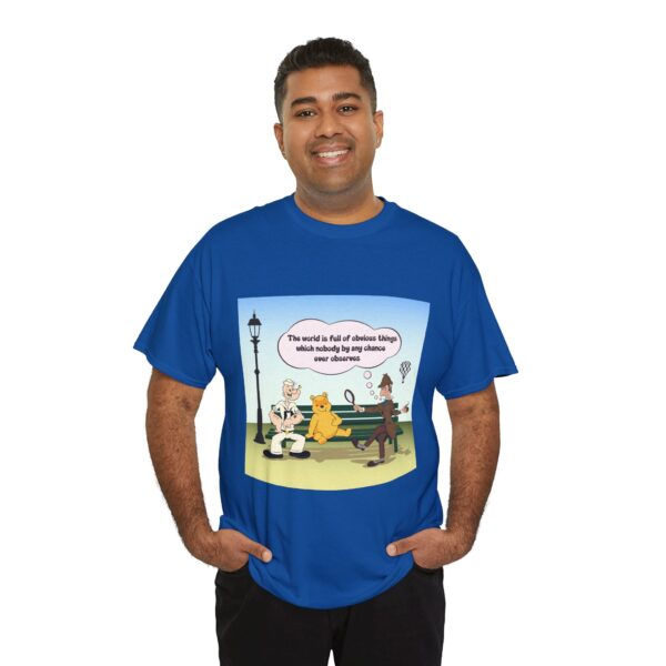 Sherlock, Winnie and Popeye sitting on a Bench T-Shirt - Image 18
