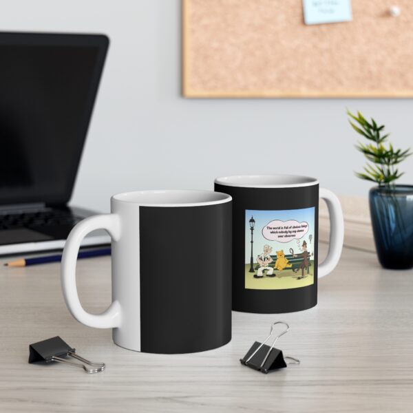 Sherlock, Winnie and Popeye sitting on a Bench Mug - Image 4