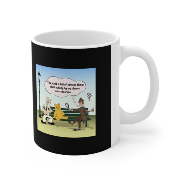 Sherlock, Winnie and Popeye sitting on a Bench Mug - Image 2