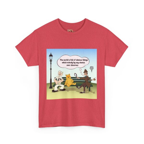 Sherlock, Winnie and Popeye sitting on a Bench T-Shirt - Image 22