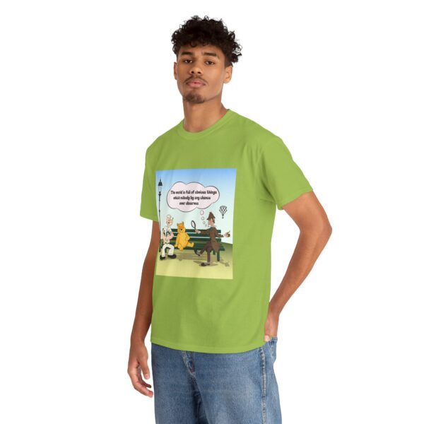 Sherlock, Winnie and Popeye sitting on a Bench T-Shirt - Image 12