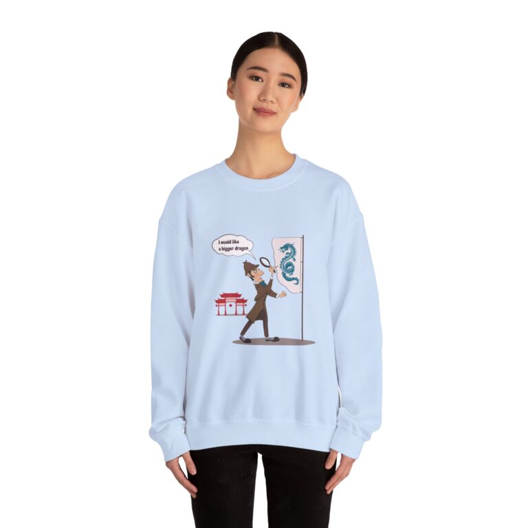 Curious Figure and Dragon Illustration Art Sweatshirt