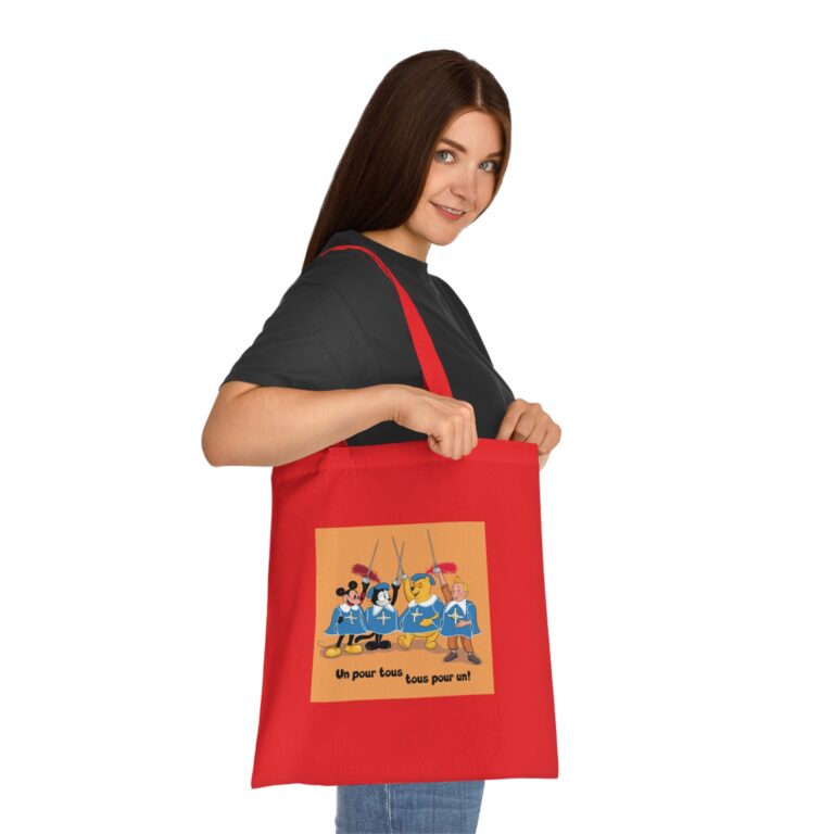 Cartoon Musketeer Unity Cotton Tote Bag with Heroic Nostalgia