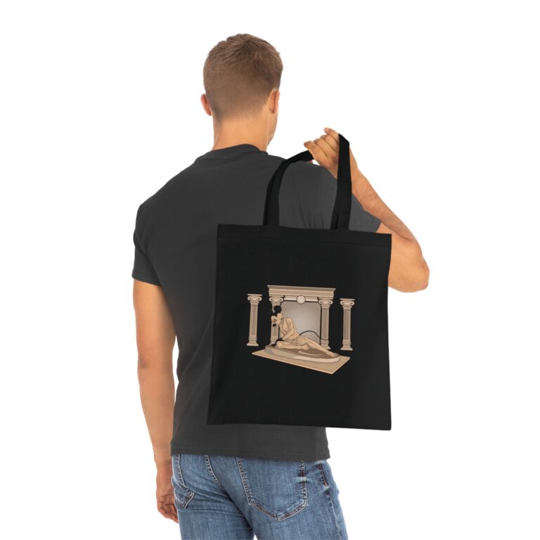 Fallen Hero Sculpture Art Tote Bag with Dramatic Classical Style
