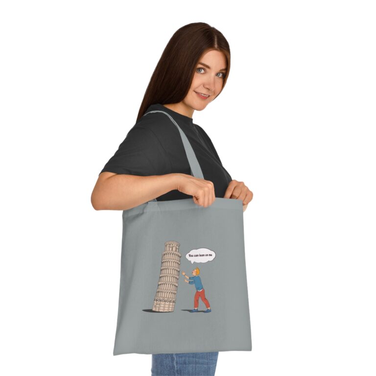 Playful Traveler Supporting Leaning Landmark Art Tote Bag