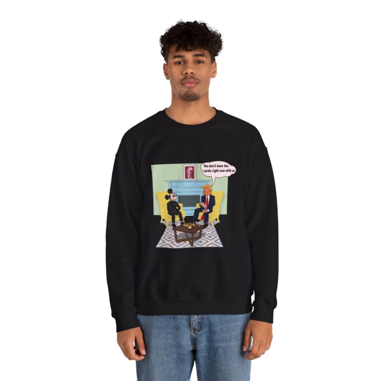 Satirical Card Game Face-Off Illustration Art Sweatshirt