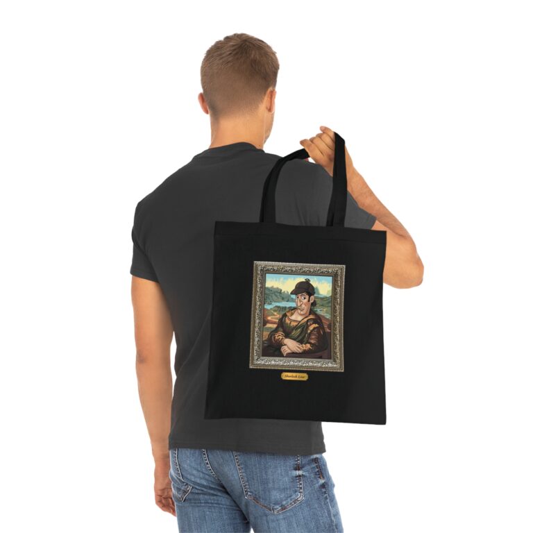Detective Portrait Remix Cotton Tote Bag with Witty Art Mystery