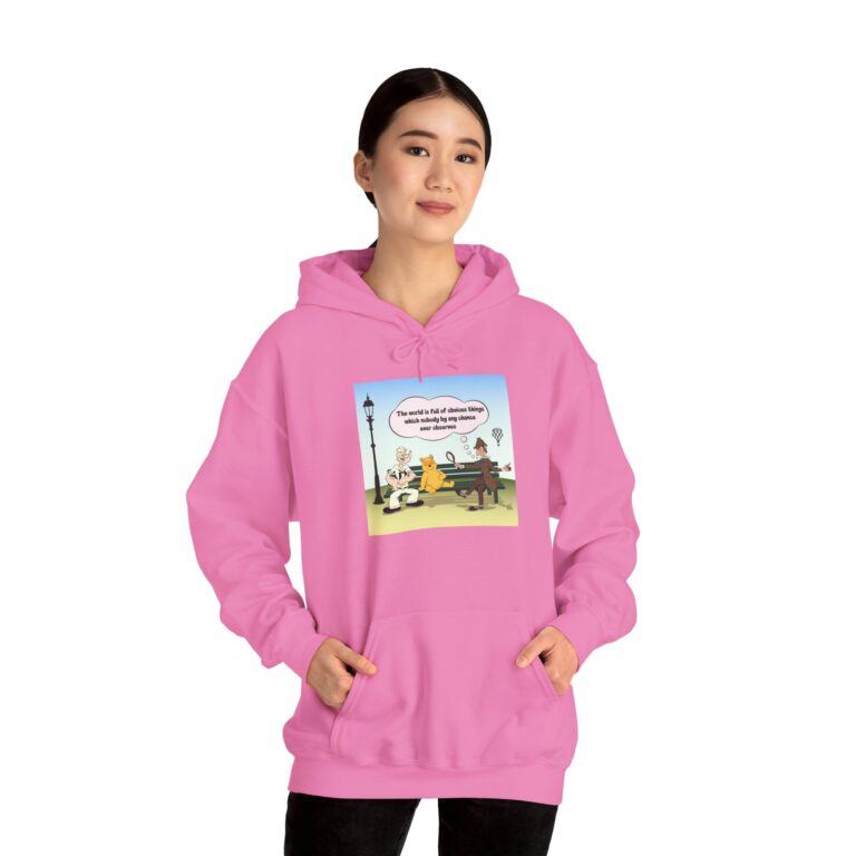 Three Illustrated Figures on a Park Bench Art Hoodie