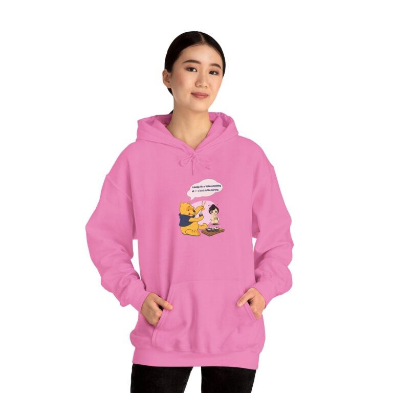 Playful Bear Enjoying Sushi Hoodie with Whimsical Food Art