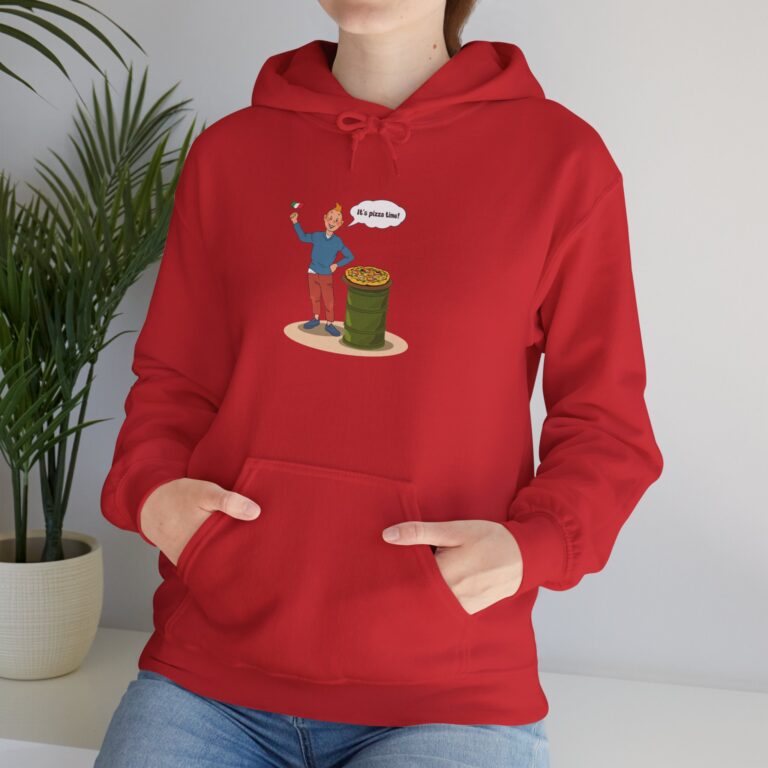 Cartoon Traveler with Pizza Hoodie for Cozy Italian Food Vibes