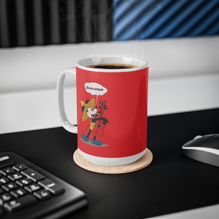 Vintage Cartoon Mouse Guitar Serenade Art Cups