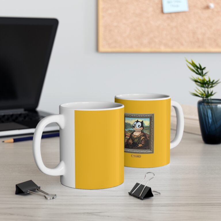 Vintage Cartoon Cat in Classic Portrait Art Mug with Playful Charm