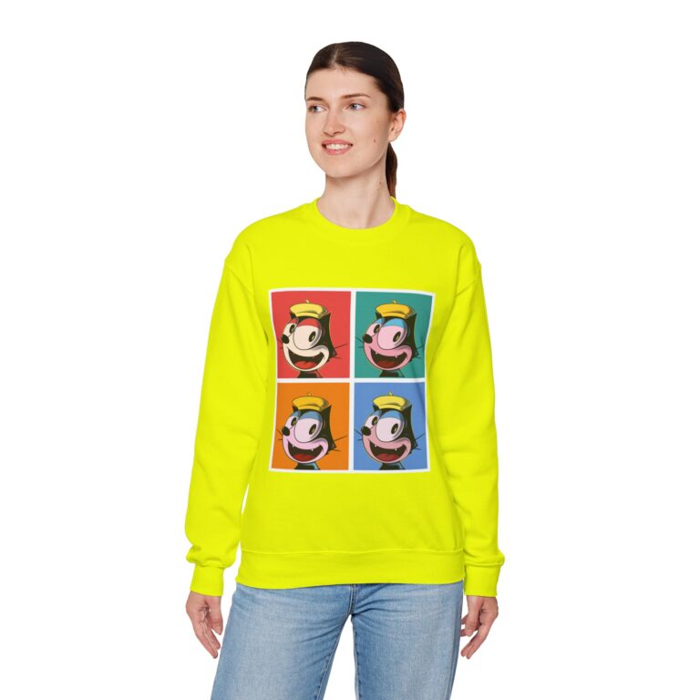 Pop Art Cartoon Cat Multi-Panel Design Sweatshirt
